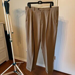 HAGGAR Black Label Men's Dark Khaki Dress Pants Size: 36x29